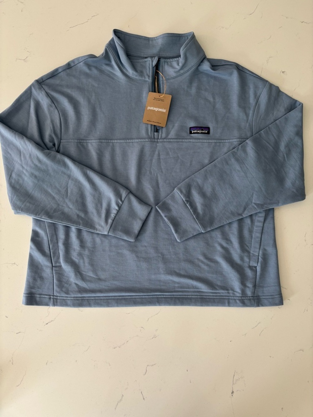Patagonia Ahnya 1/4 Zip Pullover Large NWT Cozy Organic Cotton Blend Blue - Picture 2 of 6